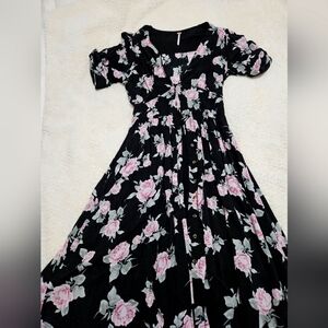 Floral Black and Pink Dress